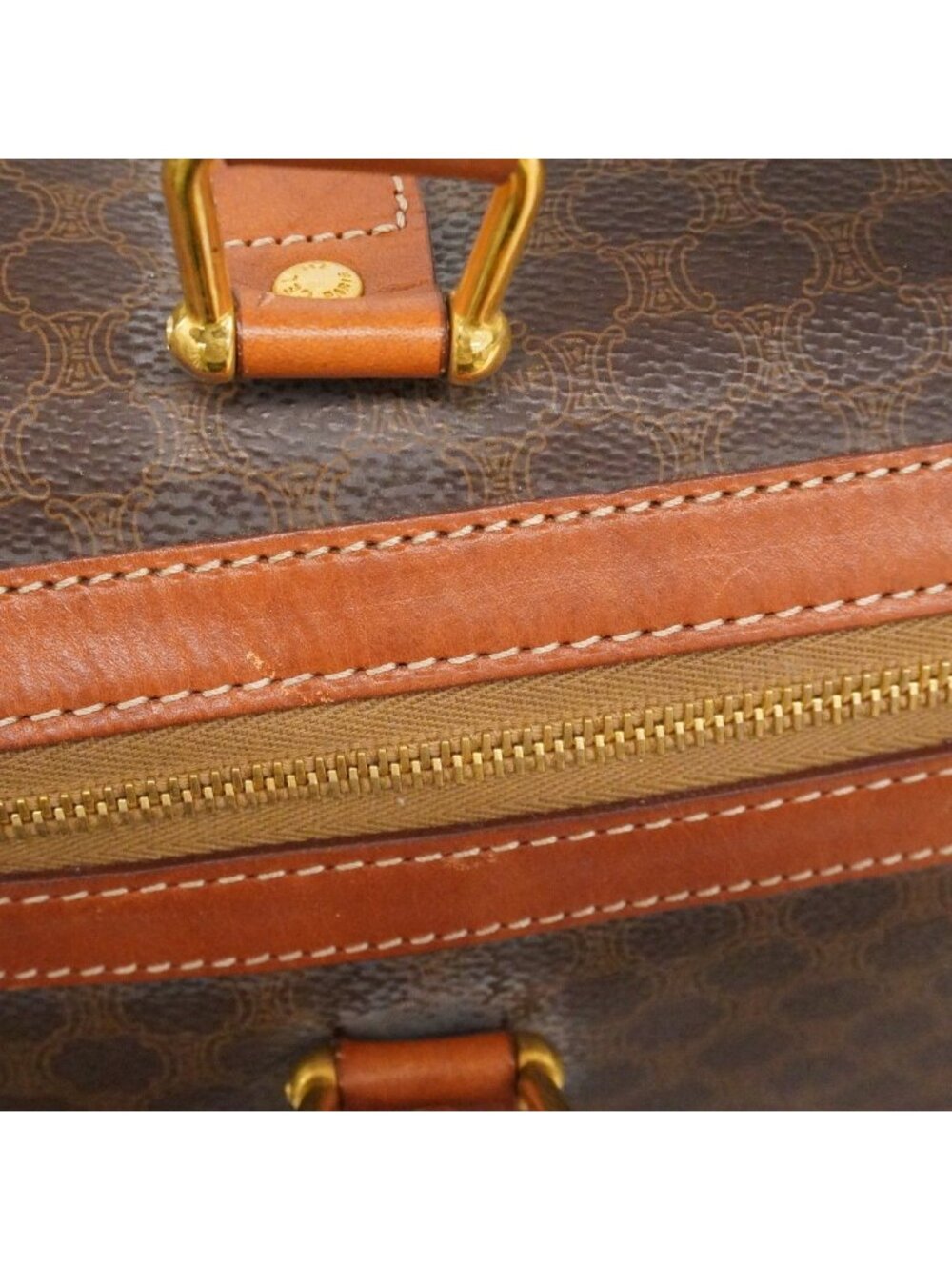 Celine Boston Bag Macadam Brown Gold - Picture 9 of 10